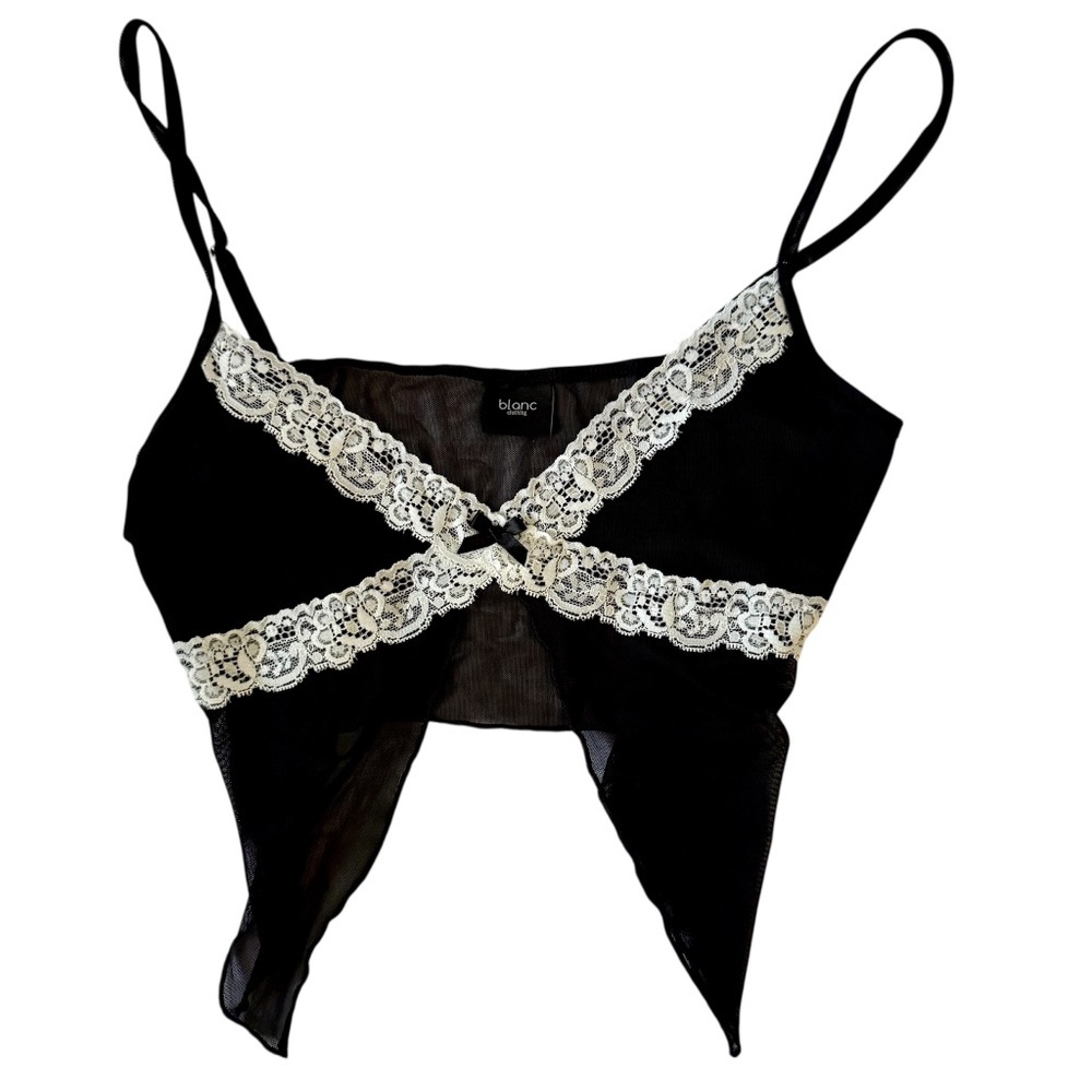 Blanc Clothing Back‎ Sheer Lace Cropped Cami Size Small
